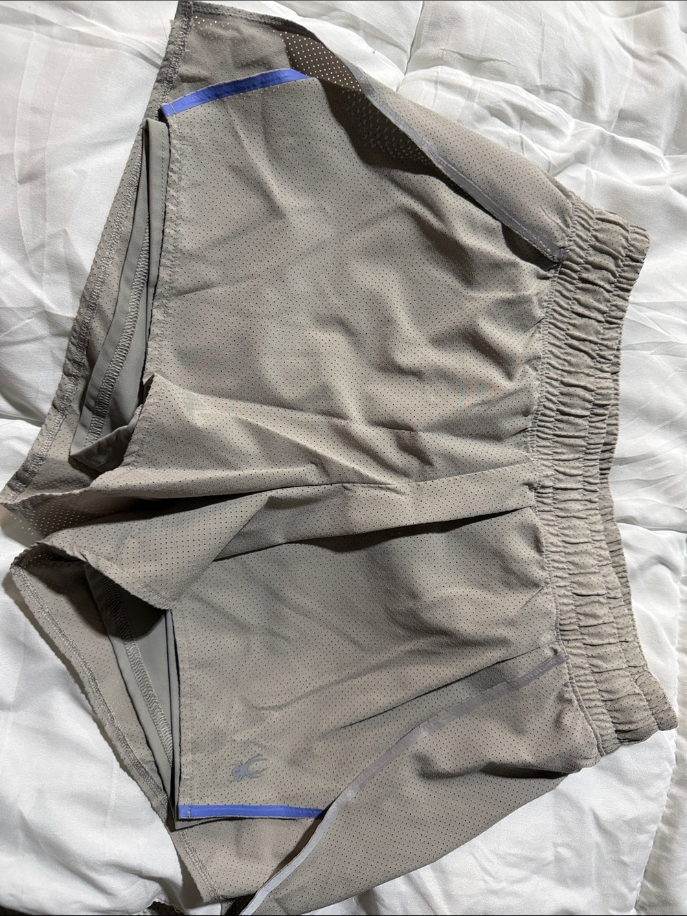 Spyder Women's Taupe Athletic Shorts with Blue Trim